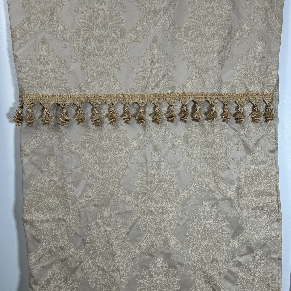 CROSCILL CARLISLE GOLD FABRIC SHOWER CURTAIN 70 X 73 VALANCE FRINGES 1414
